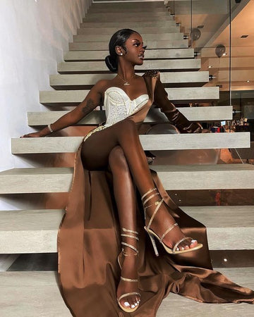 Black Girl Prom Gown Long Prom Dresses HZ1023